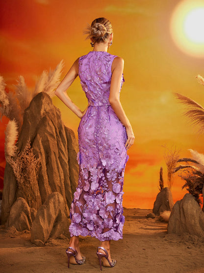 Fyrviel V Neck Flower Maxi Dress