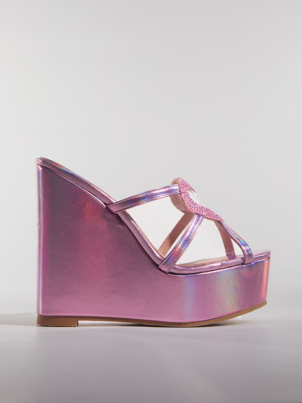 Gaelvira Rhinestone Heart Wedge Mules