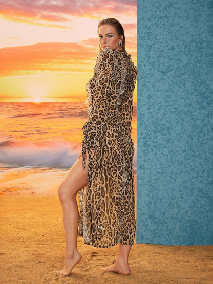 Gaspard Leopard Printed Ruffle Midi Dress