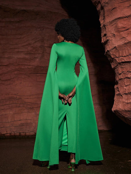 Gertie Long Sleeve Cutout Maxi Dress In Green