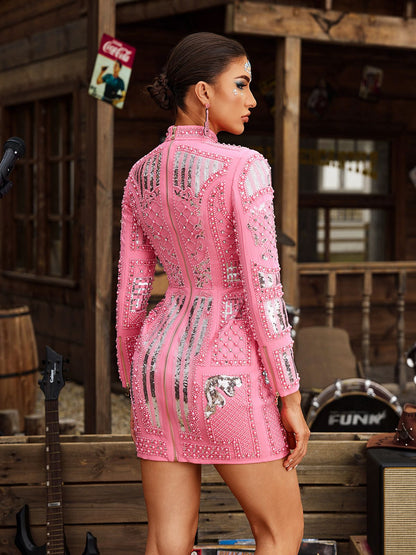 Giannis Long Sleeve Sequin Mini Dress