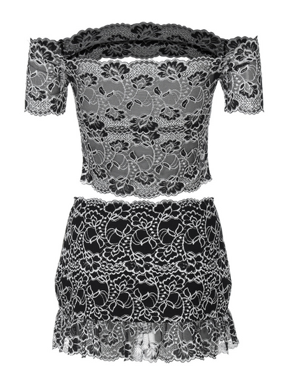 Gryxalis Off Shoulder Cutout Skirt Set