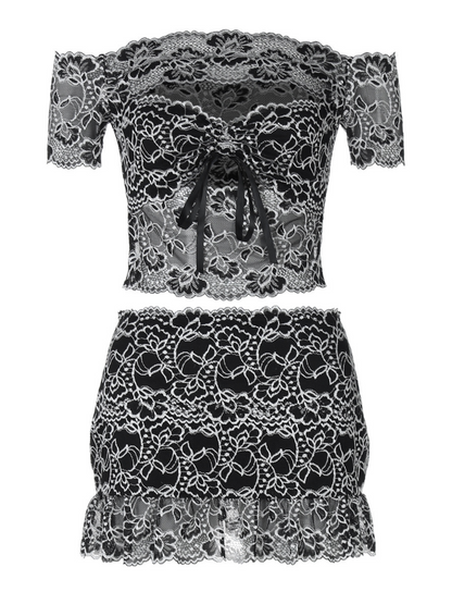 Gryxalis Off Shoulder Cutout Skirt Set