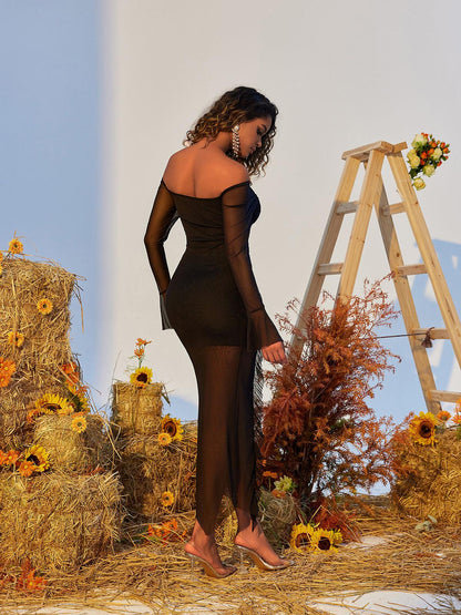 Gussie Flower Ruffle Mesh Dress