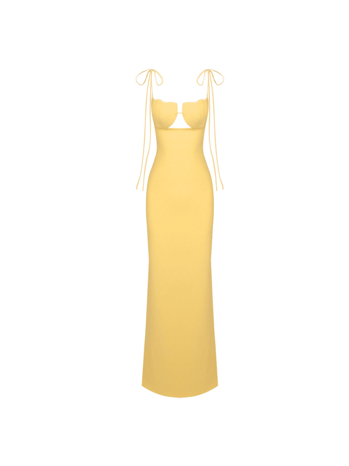 Gwyn Shell Cutout Maxi Bandage Dress In Yellow