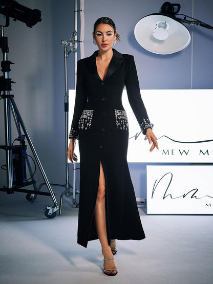 Hassan Rhinestone Blazer Dress In Black