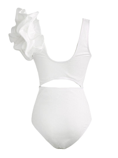 Heather Ruffle Cutout One Piece Swimsuit