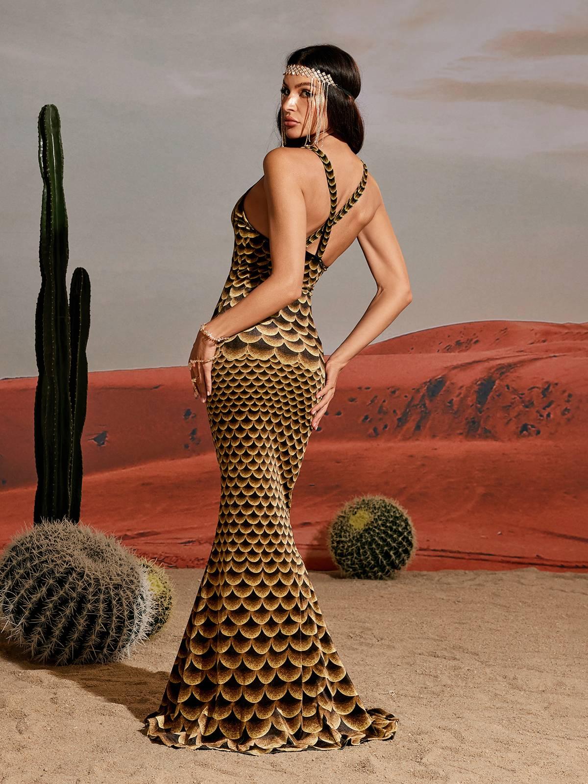 Hosea Printed Mermaid Maxi Dress