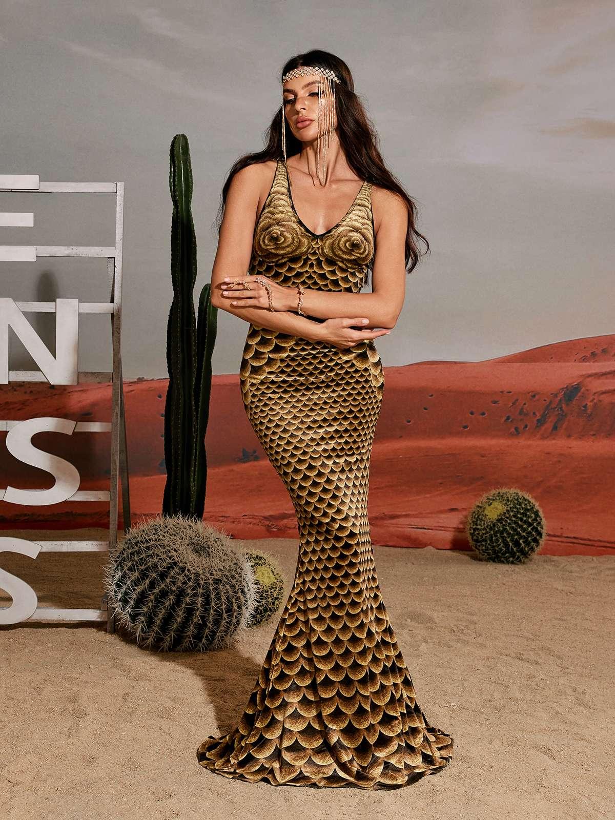 Hosea Printed Mermaid Maxi Dress