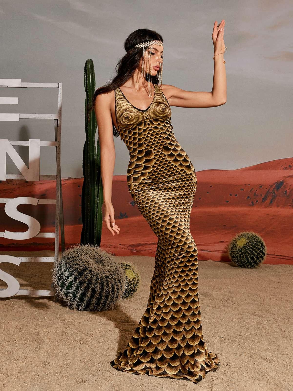 Hosea Printed Mermaid Maxi Dress