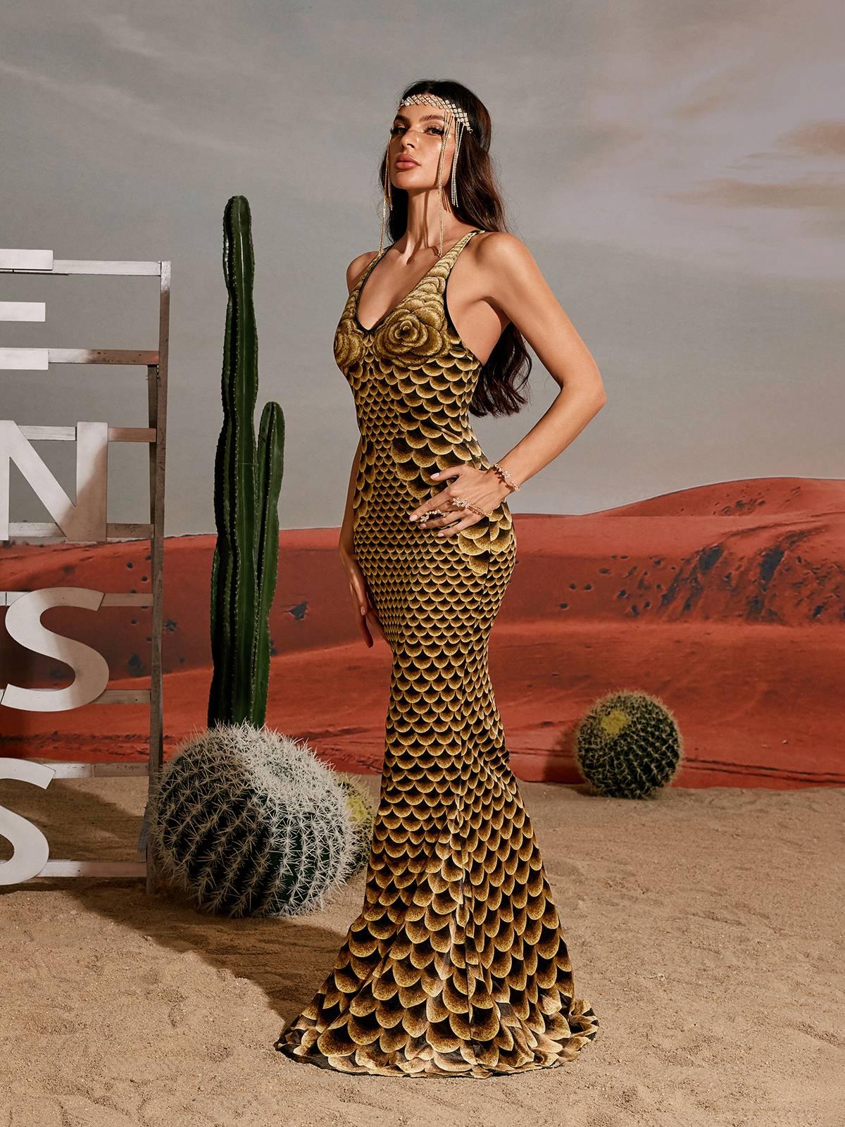 Hosea Printed Mermaid Maxi Dress