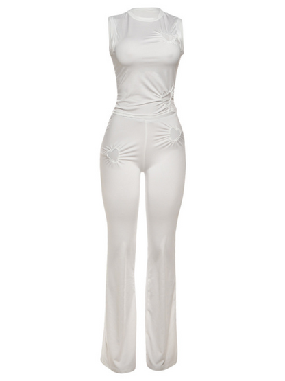 Hyvixia Sleeveless Cutout Heart Pants Set