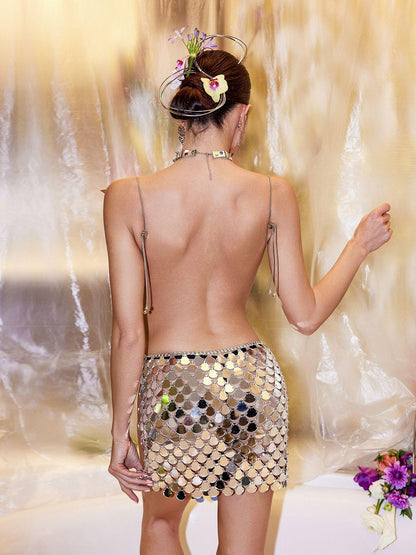 Ilya Butterfly Glossy Armor Top In Silver