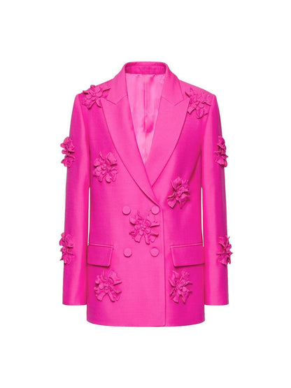 Indiana Floral Embellished Blazer Set In Hot Pink