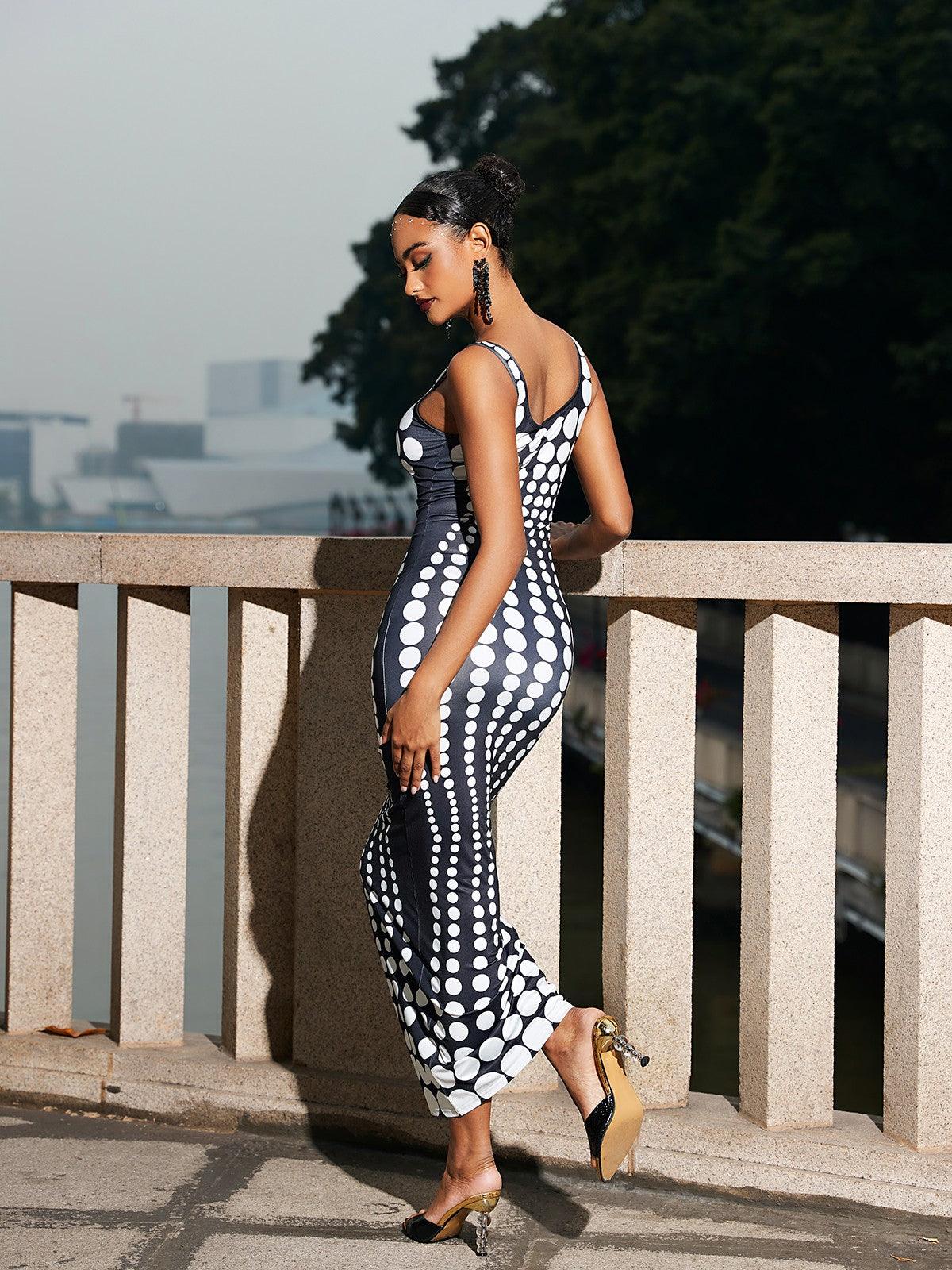 Ishi Dot Printed Maxi Dress In White