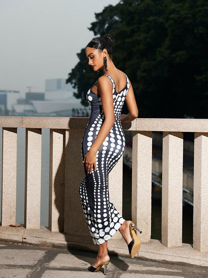 Ishi Dot Printed Maxi Dress In White