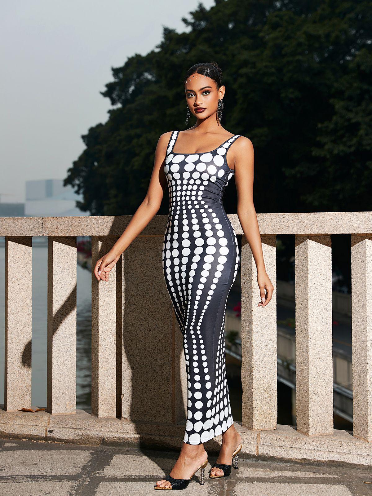 Ishi Dot Printed Maxi Dress In White