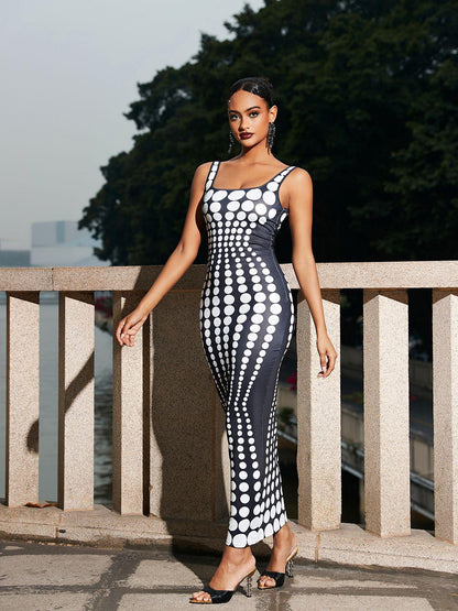 Ishi Dot Printed Maxi Dress In White