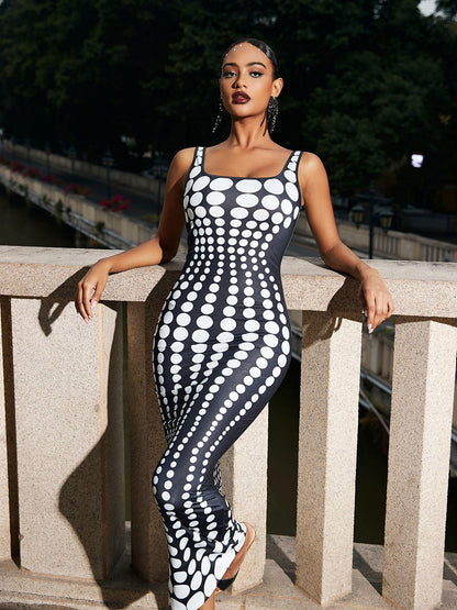 Ishi Dot Printed Maxi Dress In White