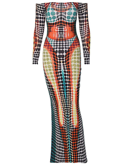 Ishi Off Shoulder Maxi Dress In Multi