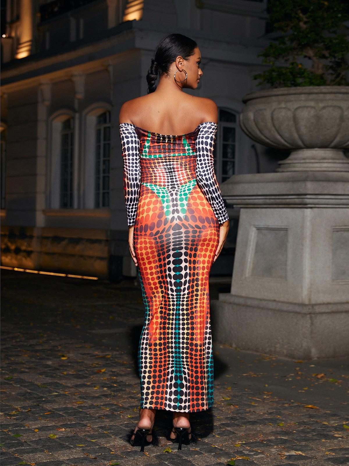 Ishi Off Shoulder Maxi Dress In Multi