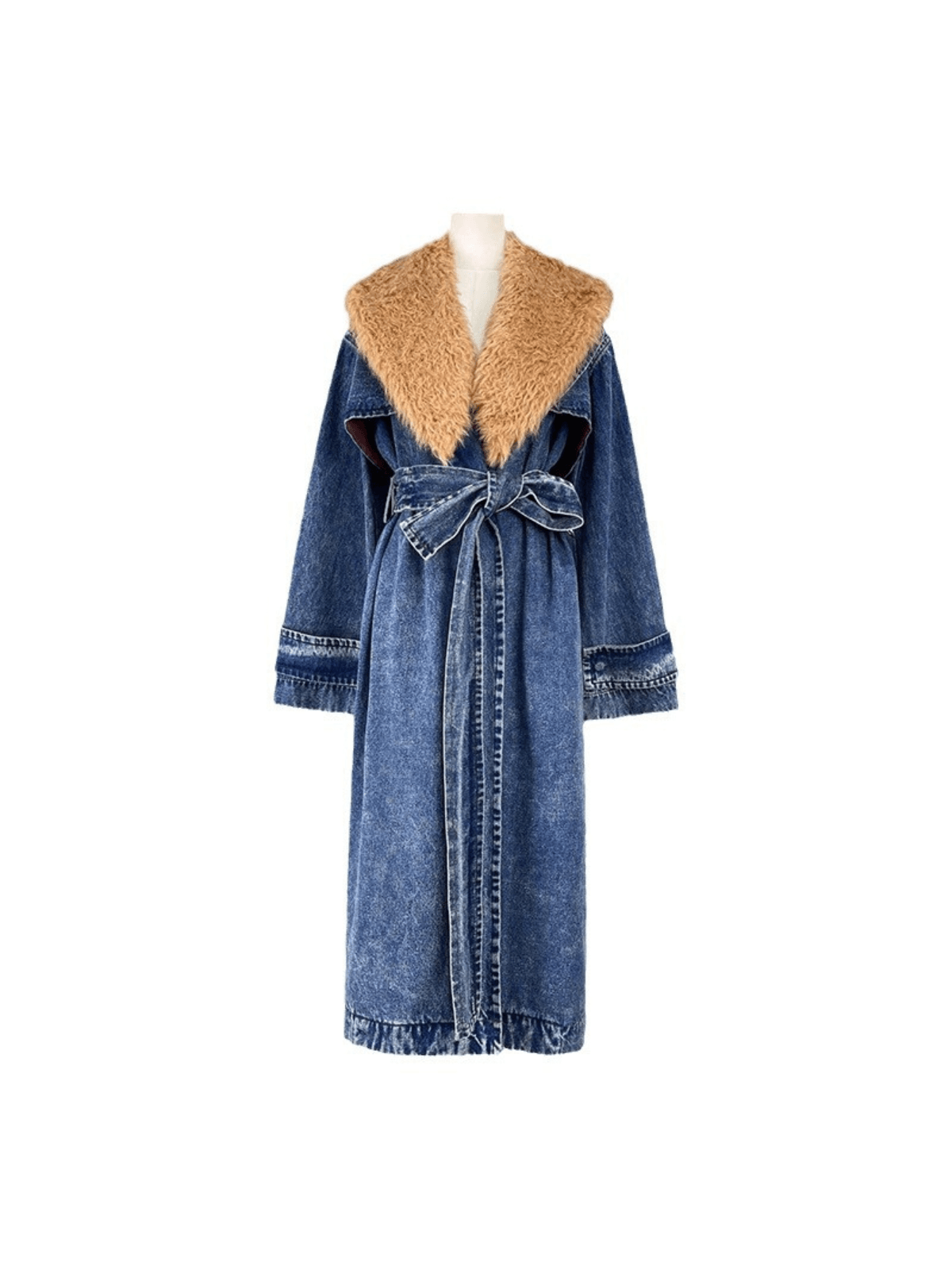 Ishtar Faux Fur Collar Denim Coat