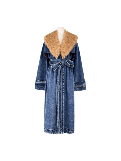Ishtar Faux Fur Collar Denim Coat