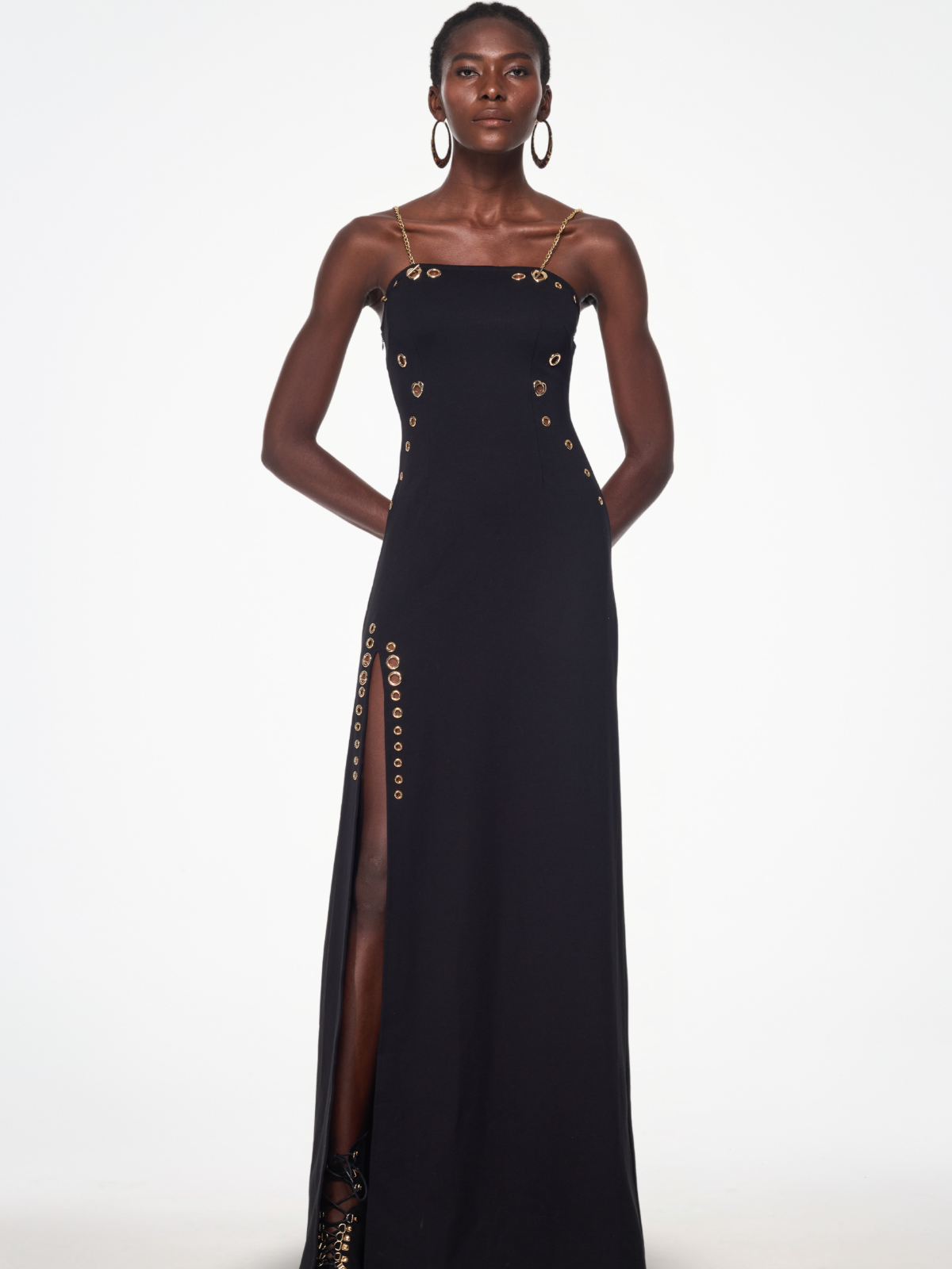 Ivana Spaghetti Cutout Split Maxi Dress