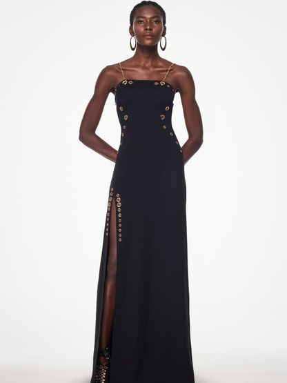 Ivana Spaghetti Cutout Split Maxi Dress