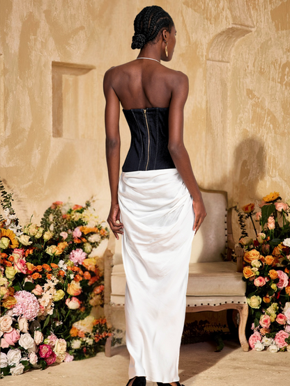 Ivie V Neck Ruched Split Maxi Dress