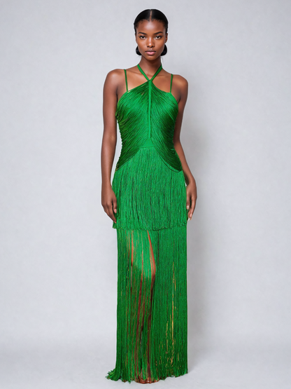 Izumi Fringe Bandage Maxi Dress