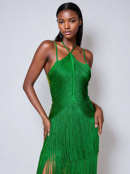 Izumi Fringe Bandage Maxi Dress