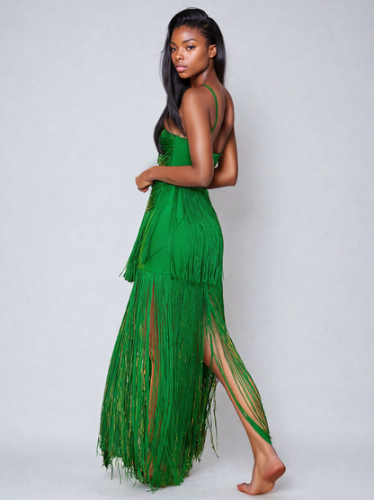 Izumi Fringe Bandage Maxi Dress