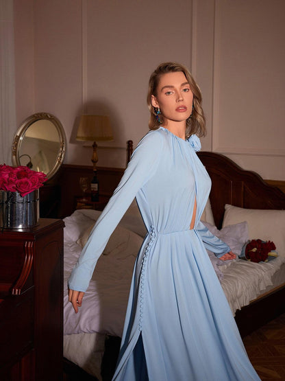 Jacob Flower Ruched Hollow Split Dress