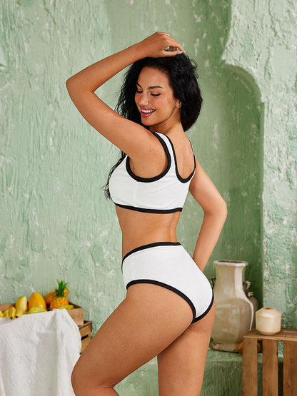 Jacoby Button Bikini Two Piece Set In White