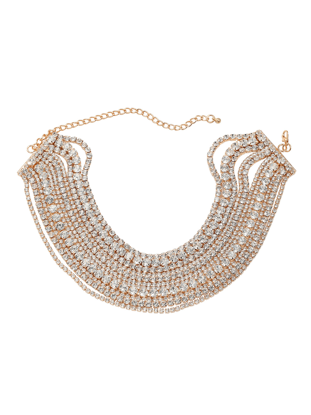 Jago Multi Layered Crystal Necklace In Gold