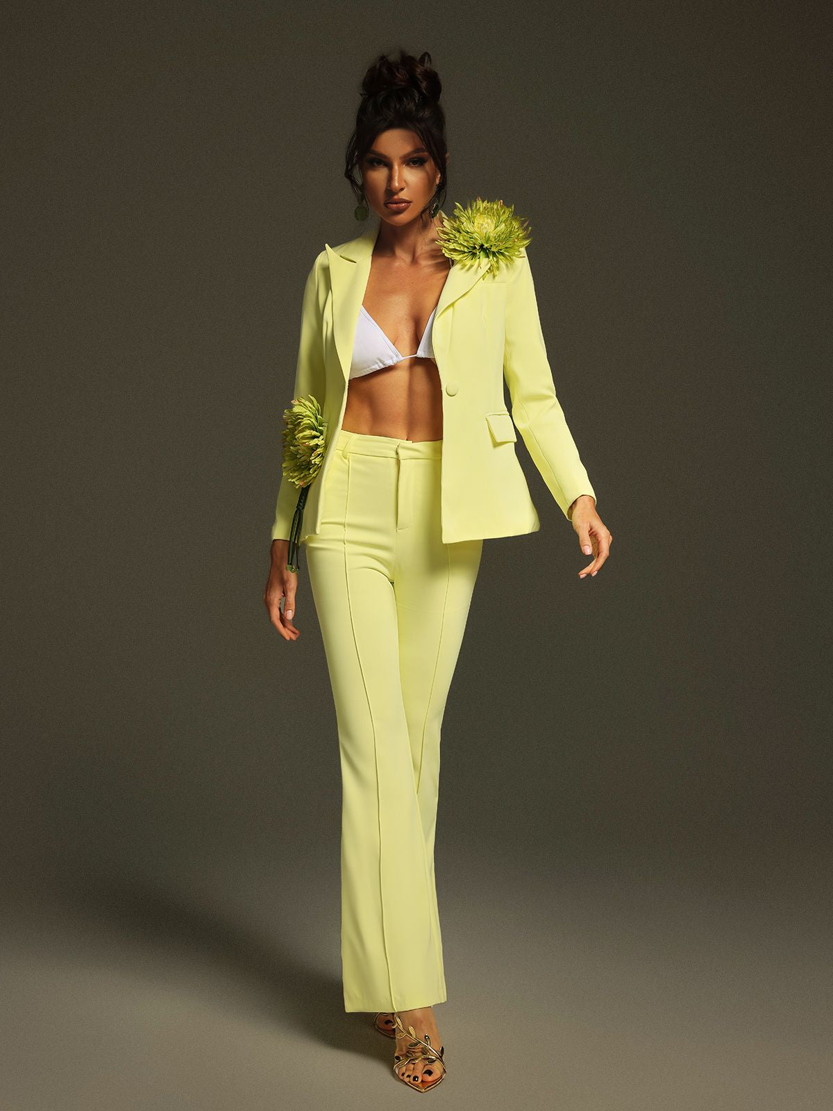 Jamaun Long Sleeve Flower Blazer Set