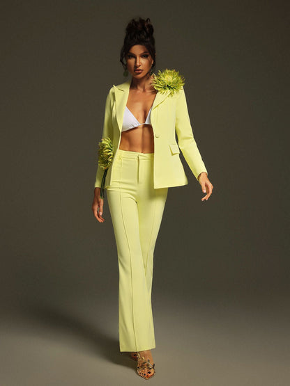 Jamaun Long Sleeve Flower Blazer Set