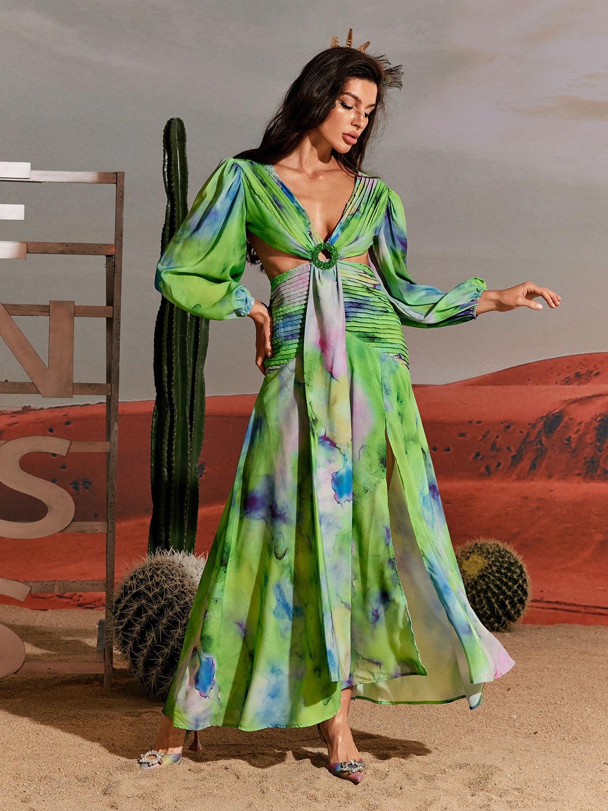 Janay Printed Cutout Maxi Dress