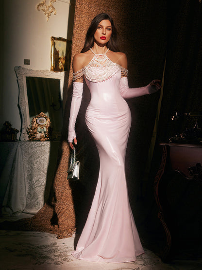 Jarmo Strapless Pearl Fringe Top Set