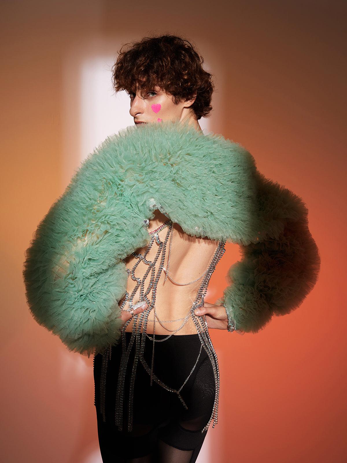 Jasiel Ruched Tulle Shrug