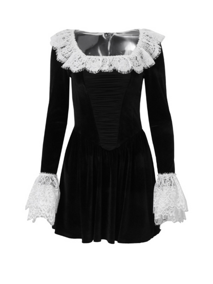 Jaxon Lace Trimmed Velvet Mini Dress