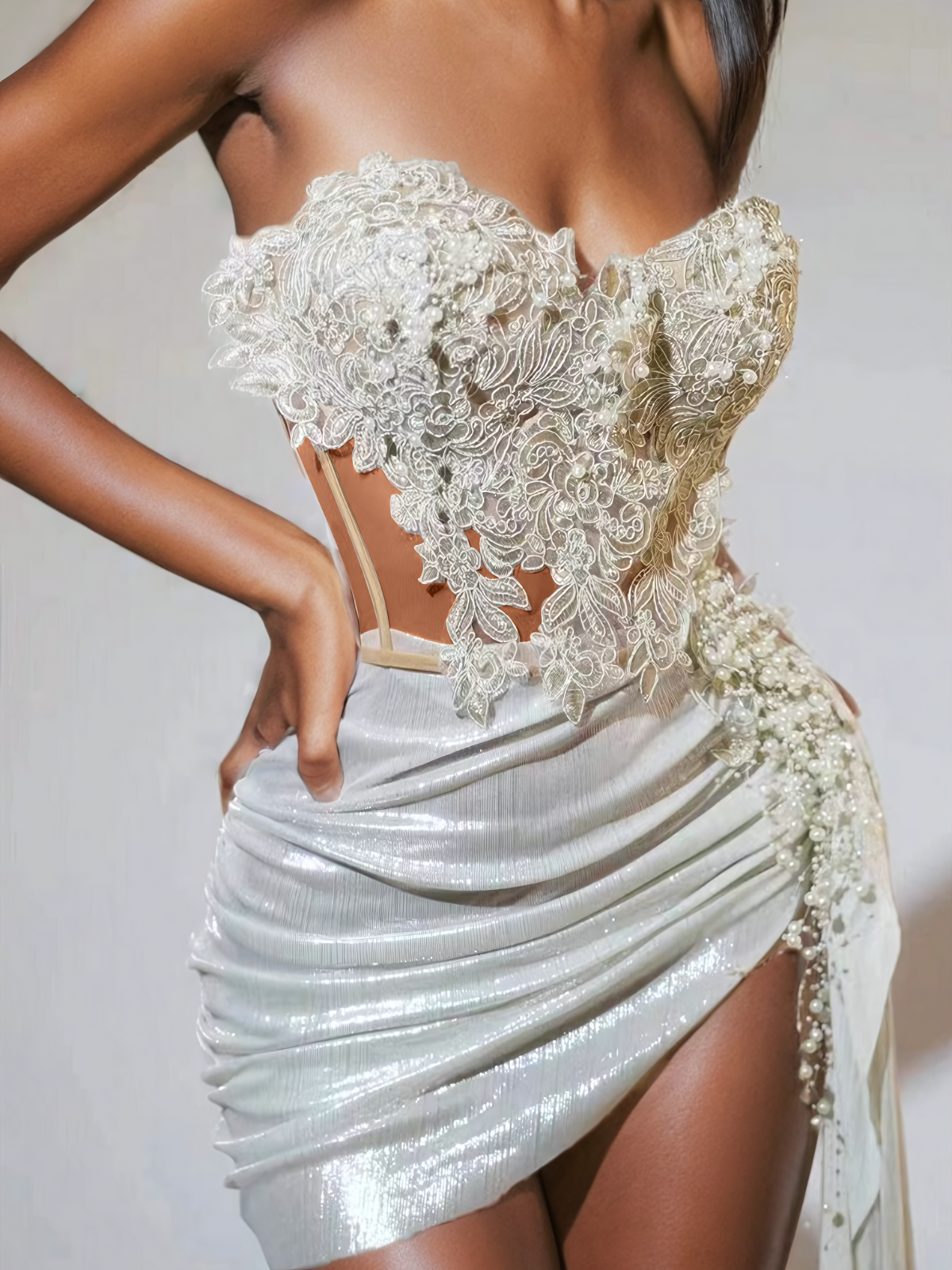 Jelia Strapless Ruched Skirt Set