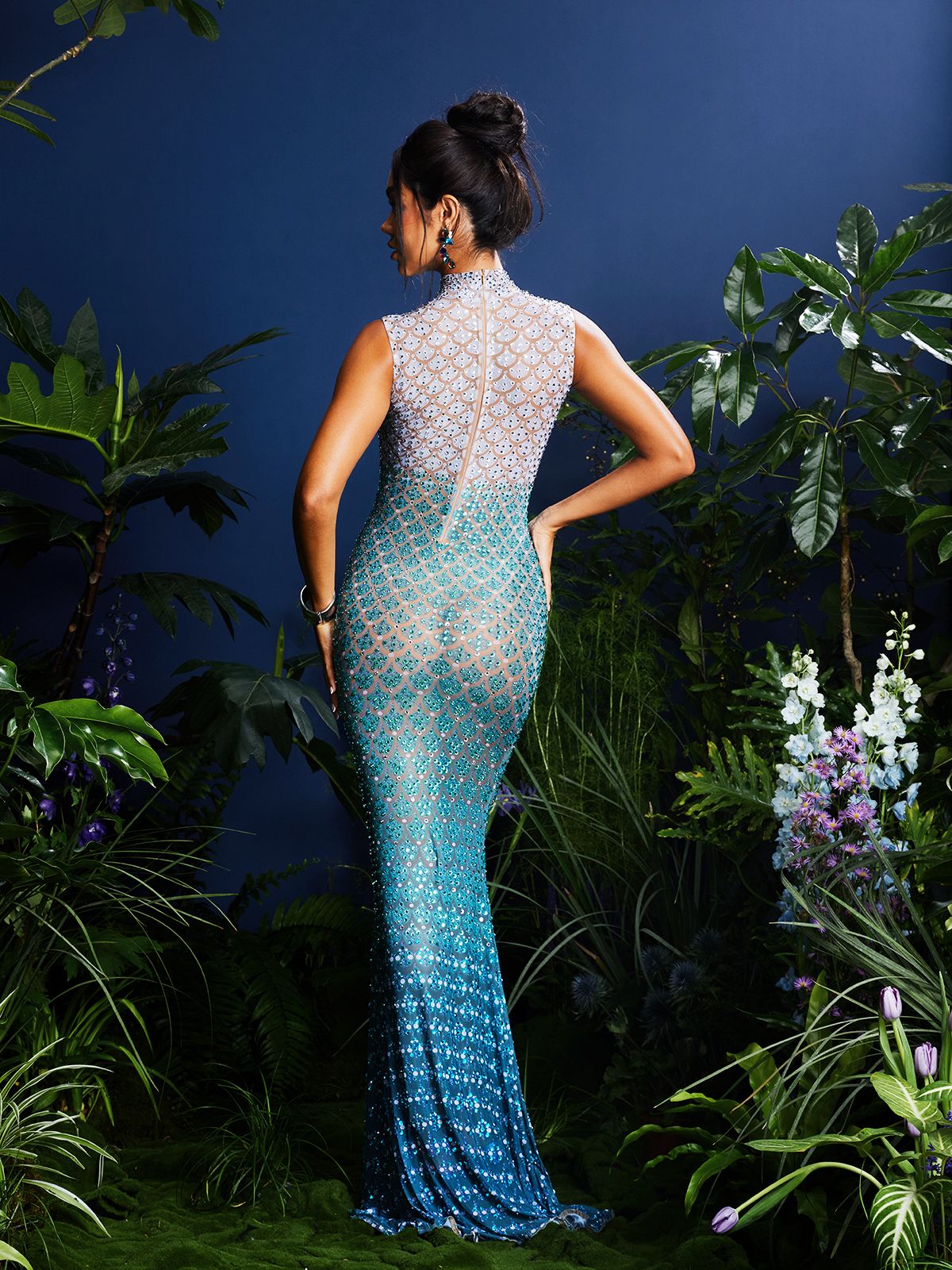 Jenji Seashell Rhinestone Maxi Dress