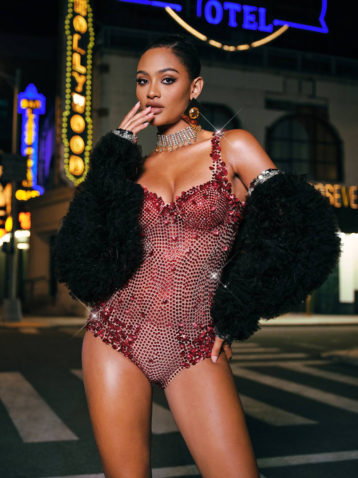Jodelle Rhinestone Sequin Bodysuit