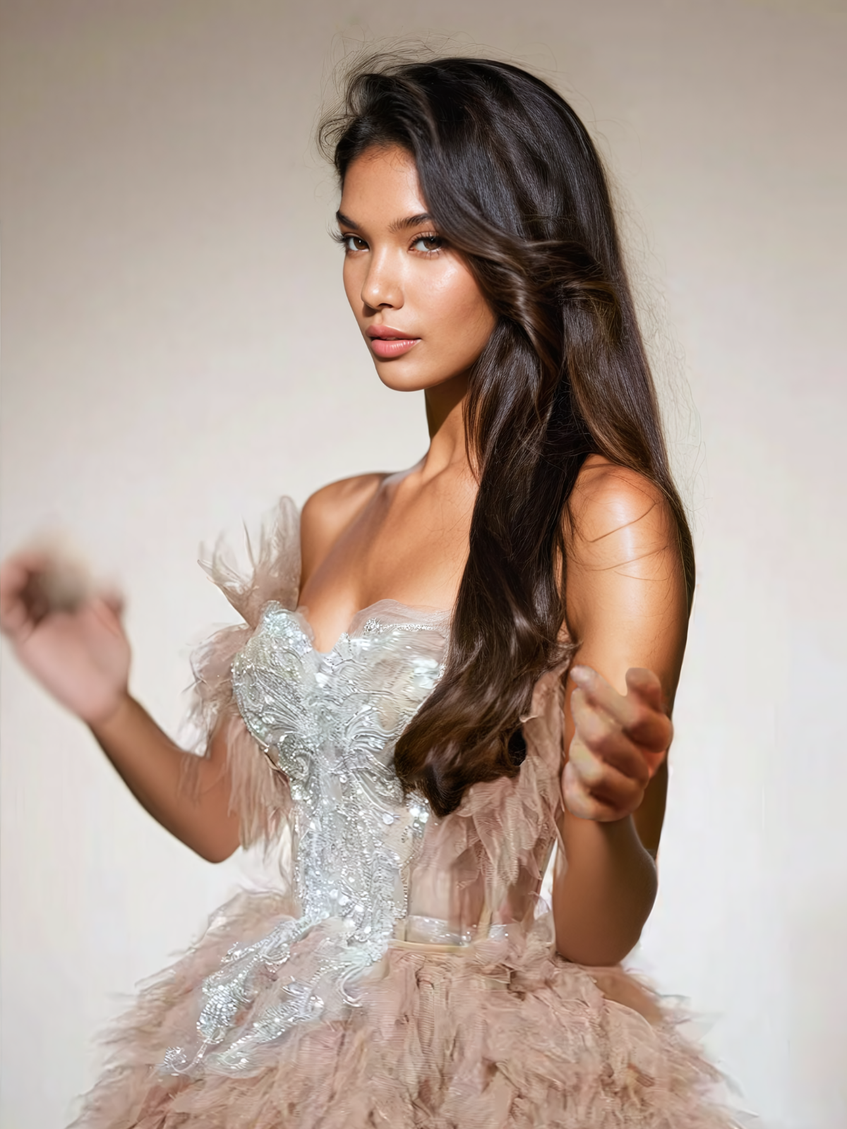 Jolleen Strapless Embellished Tulle Skirt Set