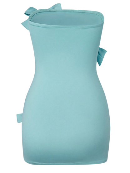 Jorunn Strapless Rhinestone Bow Mini Dress