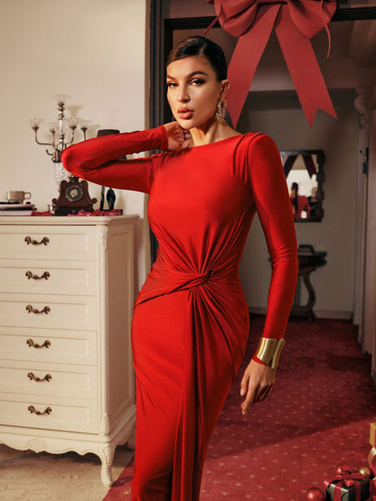 Joyanne Long Sleeve Bow Maxi Dress