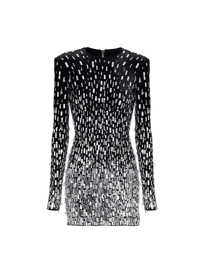 Karla Long Sleeve Embellished Velvet Dress