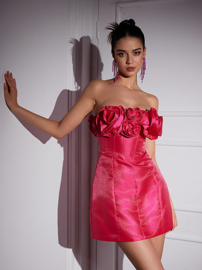 Katelynn Strapless Flower Mini Dress